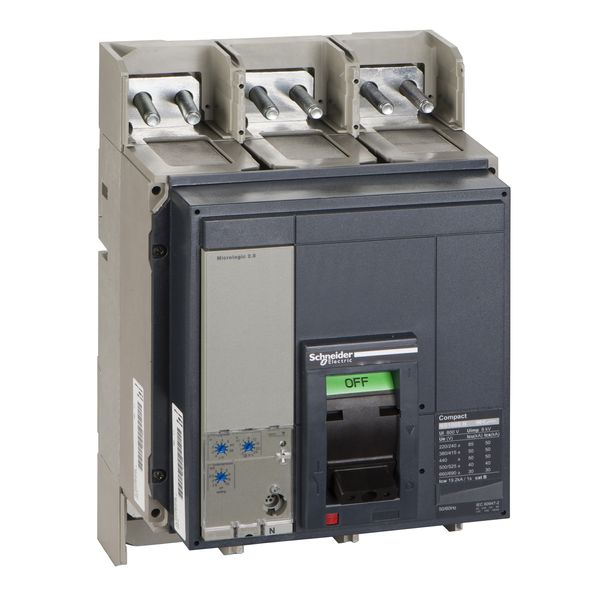 circuit breaker ComPact NS1000N, 50 kA at 415 VAC, Micrologic 2.0 trip unit, 1000 A, fixed, 3 poles 3d image 3