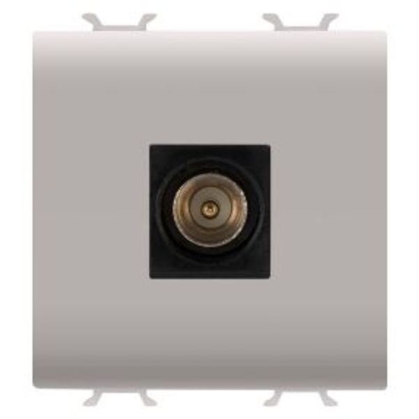 COAXIAL TV SOCKET-OUTLET, CLASS A SHIELDING - IEC MALE CONNECTOR 9.5mm - DIRECT  - 2 MODULES - NATURAL SATIN BEIGE - CHORUSMART image 1