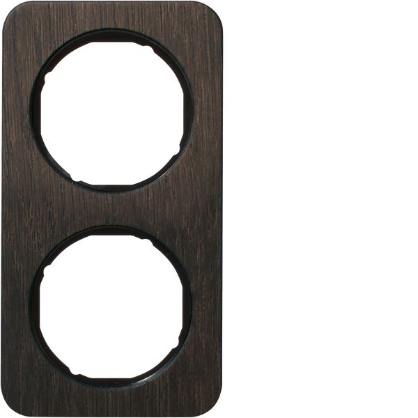Frame 2gang, R.1, oak/black glossy, stained wood image 1