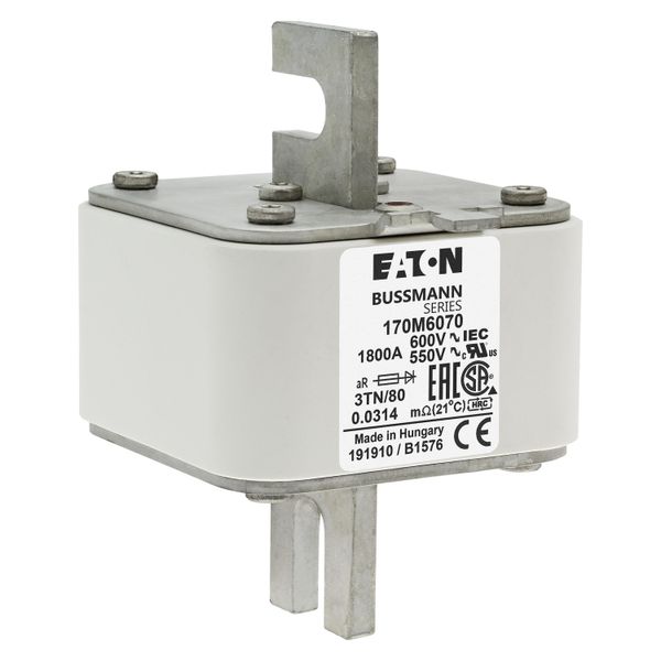 Fuse-link, high speed, 1800 A, AC 600 V, DIN 3, 76 x 90 x 109 mm, aR, DIN, IEC, single indicator image 10