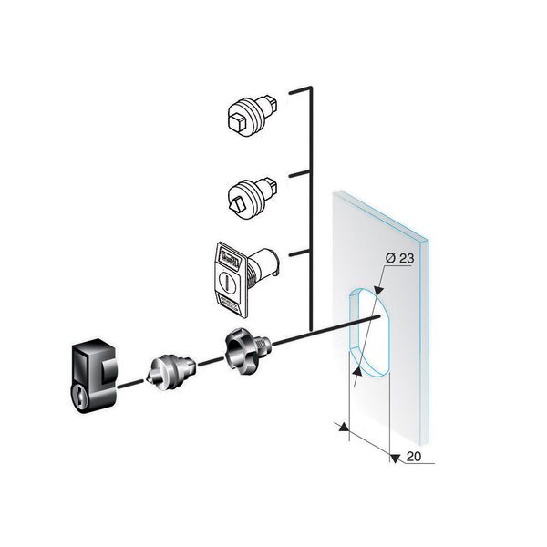 Square lock insert 7mm, for Spacial CRN or Thalassa PLM enclosures. image 1