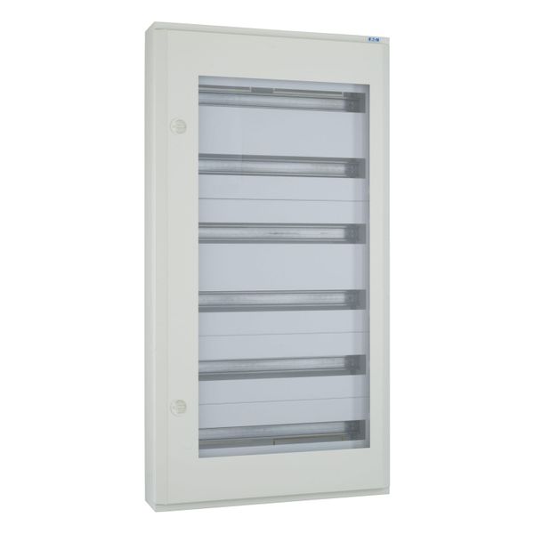 Complete surface-mounted flat distribution board with window, white, 24 SU per row, 6 rows, type C image 8