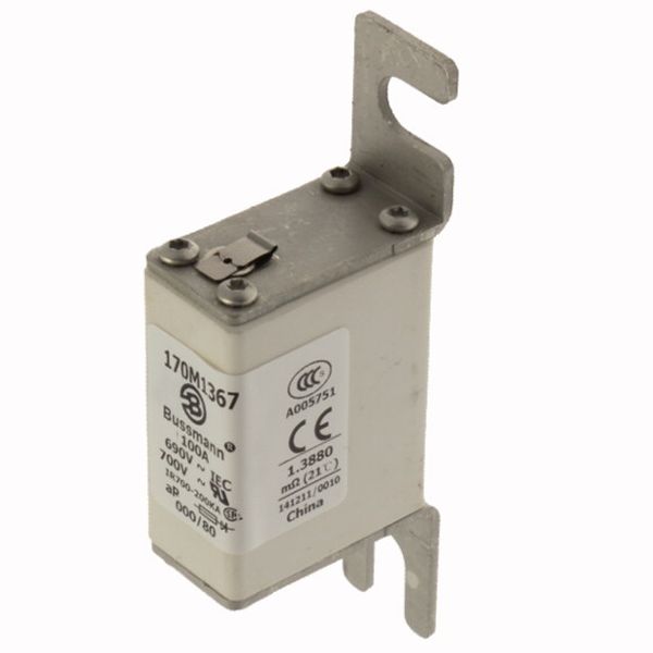 Fuse-link, high speed, 100 A, AC 690 V, DIN 000, 21 x 40 x 100 mm, aR, DIN, IEC, single indicator image 3