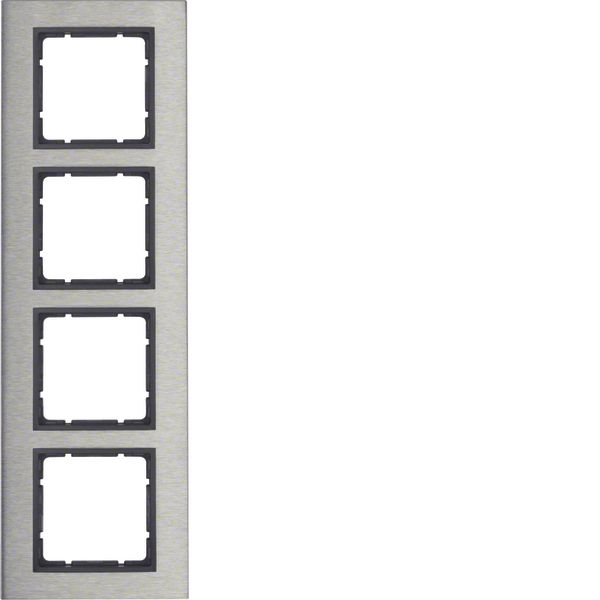 Frame 4gang vert., B.7, stainless steel/ant. matt, metal brushed image 1