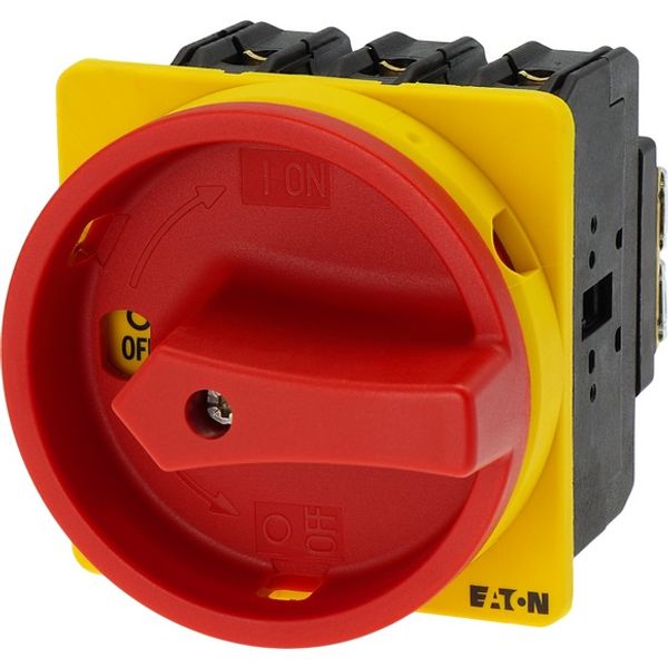 Main switch, P3, 63 A, flush mounting, 3 pole, Emergency switching off function, With red rotary handle and yellow locking ring, Lockable in the 0 (Of image 5