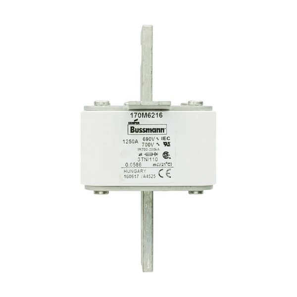 Fuse-link, high speed, 1250 A, AC 690 V, DIN 3, 76 x 90 x 139 mm, aR, DIN, IEC, type T indicator image 14