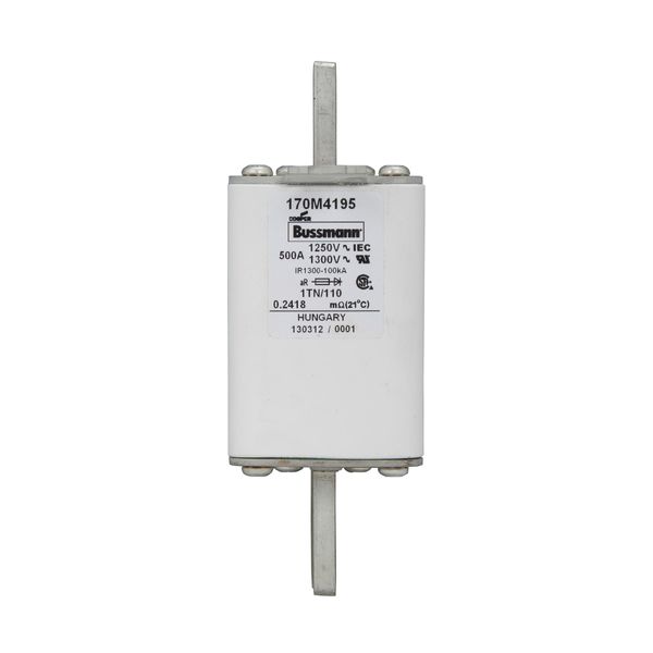 Fuse-link, high speed, 500 A, AC 1250 V, size 1, 53 x 66 x 138 mm, aR, DIN, IEC, single indicator image 13