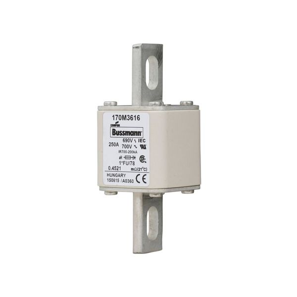 Fuse-link, high speed, 250 A, AC 690 V, compact size 1, 45 x 45 x 110 mm, aR, IEC, UL image 6