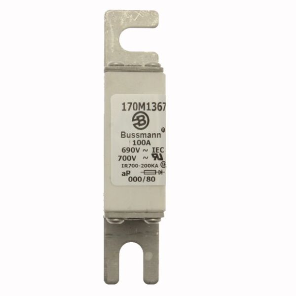 Fuse-link, high speed, 100 A, AC 690 V, DIN 000, 21 x 40 x 100 mm, aR, DIN, IEC, single indicator image 2