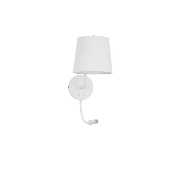 White Aluminium   White Fabric Shade   Switch On/Off   LED E27 1x12 Watt   LED 1x3 Watt 190Lm 230 Volt   3500K Bulb Excluded IP20  D: 20 W: 29 H: 59 cm Adjustable image 1