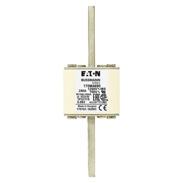 Fuse-link, high speed, 250 A, AC 1250 V, size 1, 53 x 69 x 160 mm, aR, IEC, UL image 6