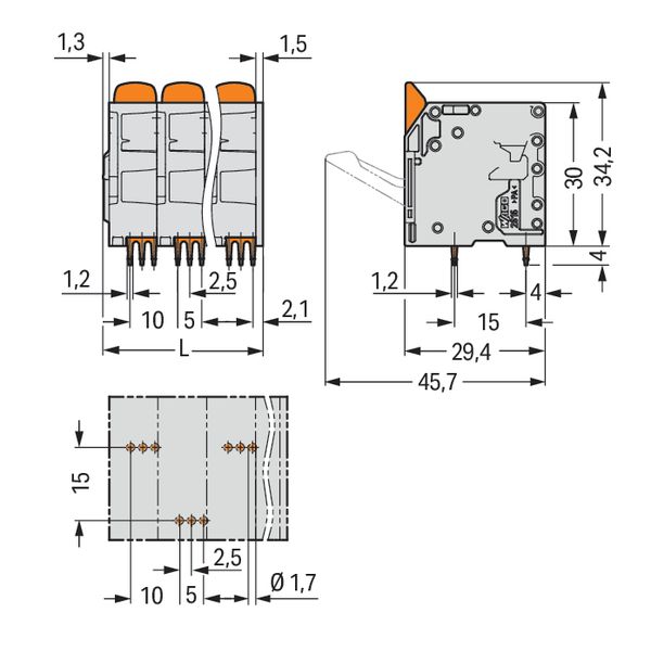 PCB terminal block lever 16 mm² gray image 5