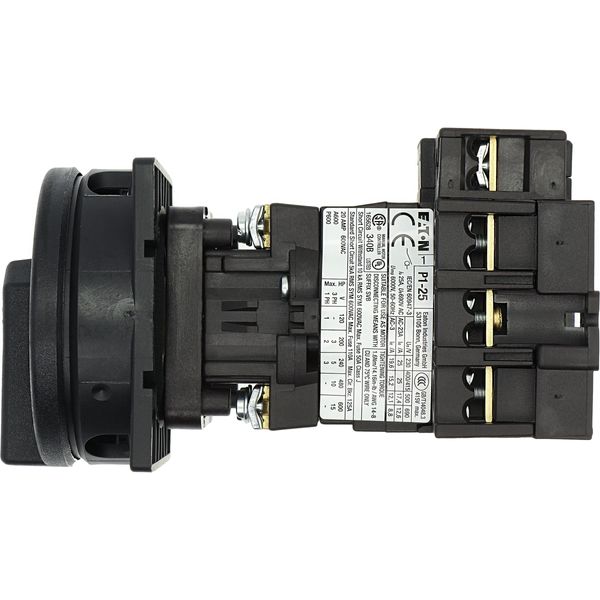 Main switch, P1, 25 A, rear mounting, 3 pole + N, STOP function, With black rotary handle and locking ring, Lockable in the 0 (Off) position image 15