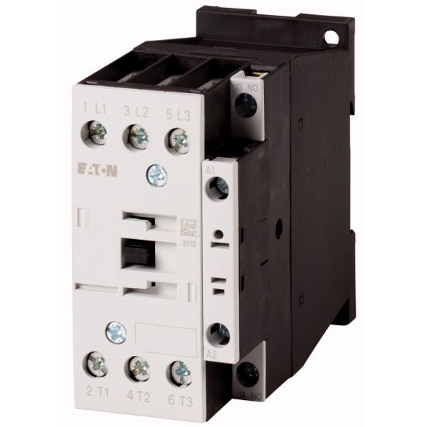 Contactor, 3 pole, 380 V 400 V 7.5 kW, 1 N/O, RDC 24: 24 - 27 V DC, DC operation, Screw terminals image 1