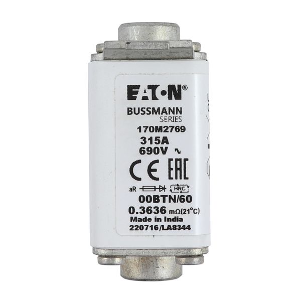 Fuse-link, high speed, 315 A, AC 690 V, size 00, 30 x 62 x 64 mm, aR, IEC, single indicator image 22