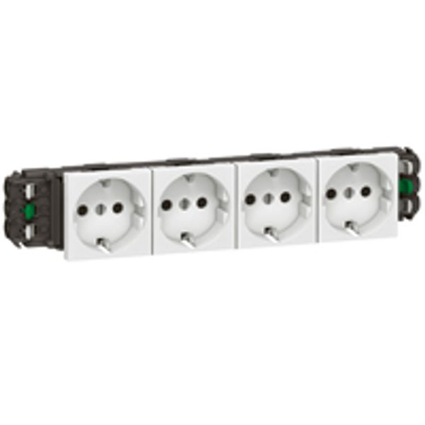 Socket Mosaic - 4 x 2P+E -for installation on trunking -automatic term -standard image 1