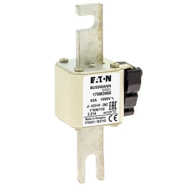 Fuse-link, high speed, 315 A, AC 1000 V, compact DIN 1, 43 x 61 x 138 mm, aR, DIN, IEC, type K indicator image 1