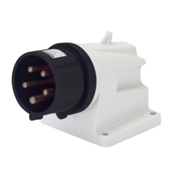 90° ANGLED SURFACE MOUNTING INLET - IP44 - 3P+N+E 16A 480-500V 50/60HZ - BLACK - 7H - SCREW WIRING image 1
