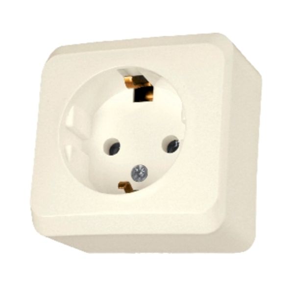 PRIMA - single socket outlet with side earth - 16A, beige image 2