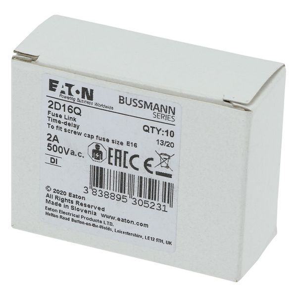 Fuse-link, LV, 2 A, AC 500 V, D1, gR, IEC, fast acting image 11
