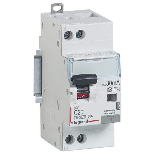 Phase + Neutral differential circuit breaker - AC type - 30mA - 20A - 2 modules image 1