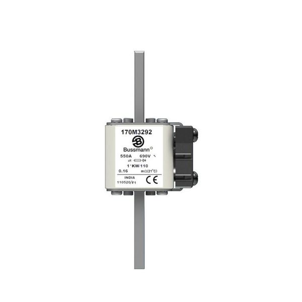 Fuse-link, high speed, 550 A, AC 690 V, compact size 1, 45 x 60 x 140 mm, aR, DIN, IEC, single indicator image 10