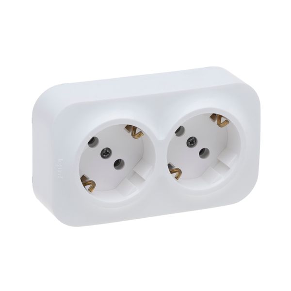 2X2P+E SCHUKO 16A PREWIRED SOCKET WITHOUT SHUTTERS WHITE image 1