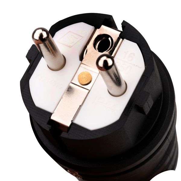 Schuko-Plug, impact resistant,16A, 250V, IP44, black, type F image 4