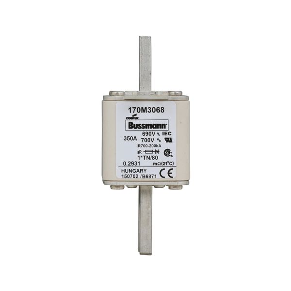 Fuse-link, high speed, 350 A, AC 690 V, compact DIN 1, 45 x 58 x 104 mm, aR, DIN, IEC, single indicator image 11