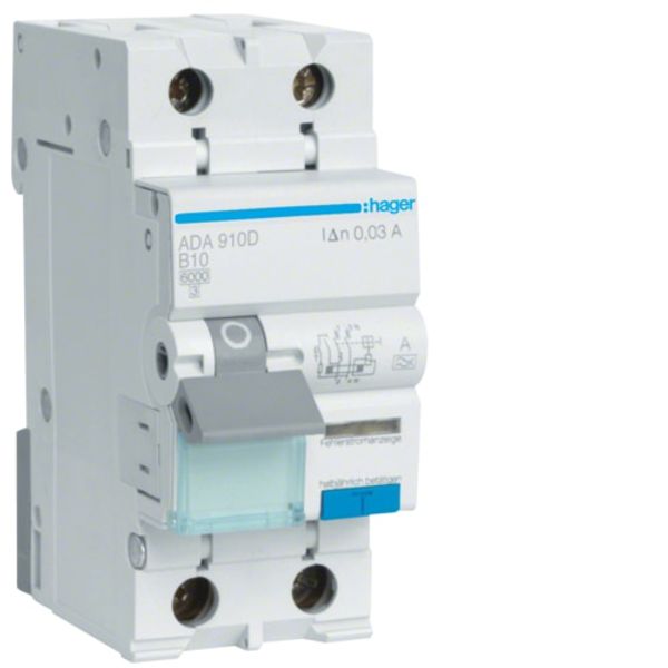 Differential circuit breaker 1P+N 10A, 30mA, B 6kA, type A image 1