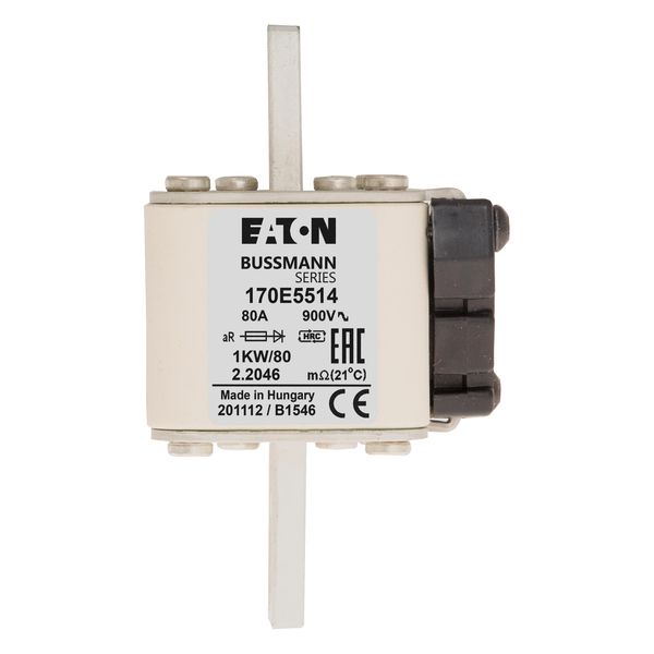 Fuse-link, high speed, 80 A, AC 900 V, DIN 1, 51 x 69 x 109 mm, aR, DIN, IEC, single indicator image 16