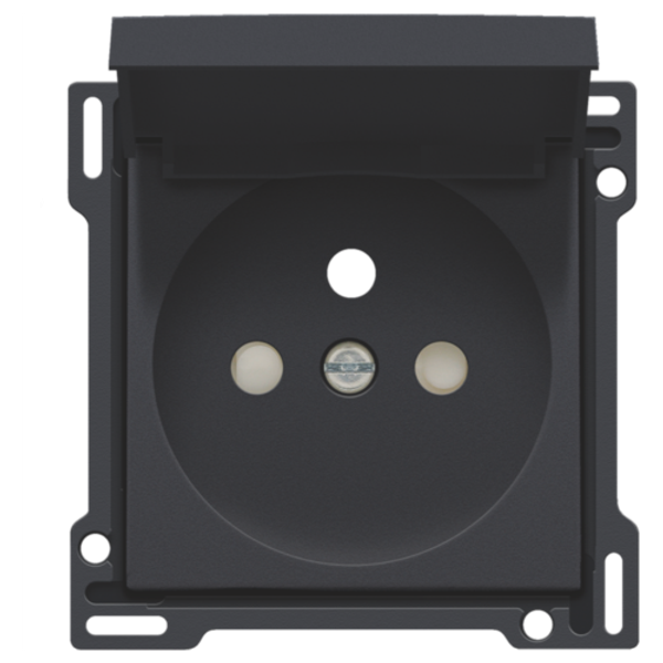 Finishing set for socket outlet with hinged lid, pin earthing and shutters, flush-mounting depth 28.5 mm, anthracite coated image 1