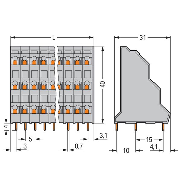 Triple-deck PCB terminal block 2.5 mm² Pin spacing 5 mm gray image 7