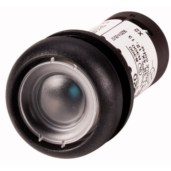 Illuminated pushbutton actuator, Flat, maintained, 1 N/O, Screw connection, LED green, Without button plate, 24 V AC/DC, Bezel: black image 1