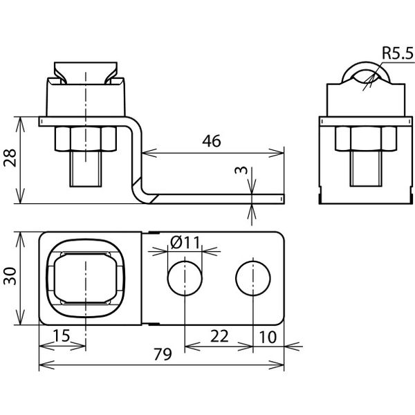 Z-shaped end piece St/tZn with 3 boreholes D 11mm with 1 KS connector image 2