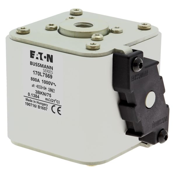 Fuse-link, high speed, 800 A, AC 1000 V, Size 3, 76 x 92 x 76 mm, aR, IEC, single indicator image 5