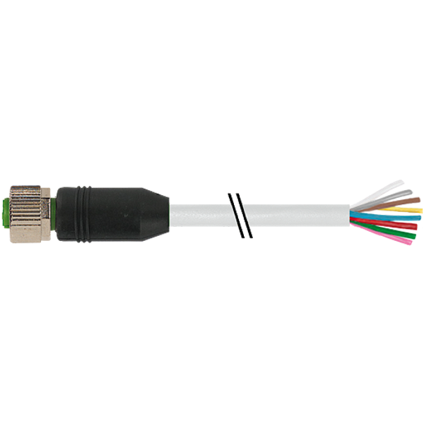 M12 female 0° A-cod. with cable PVC 8x0.25 gy UL/CSA 40m image 1