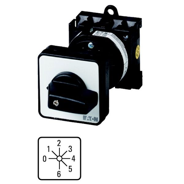 Step switches, T0, 20 A, rear mounting, 3 contact unit(s), Contacts: 6, 45 °, maintained, With 0 (Off) position, 0-6, Design number 8244 image 1