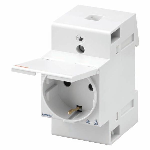 DIN RAIL SOCKET- GERMAN STANDARD - WITH COVER - 2P+E 16A - 2,5 MODULES image 2