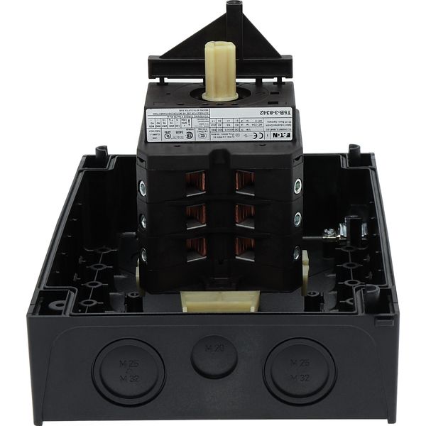 Main switch, T5B, 63 A, surface mounting, 3 contact unit(s), 6 pole, Emergency switching off function, With red rotary handle and yellow locking ring, image 39