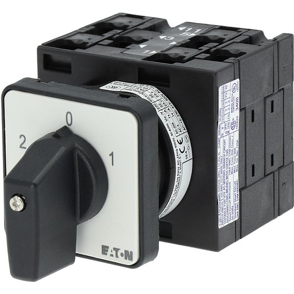 Reversing switches, T3, 32 A, flush mounting, 3 contact unit(s), Contacts: 6, 45 °, maintained, With 0 (Off) position, 2-0-1, SOND 29, Design number 2 image 32