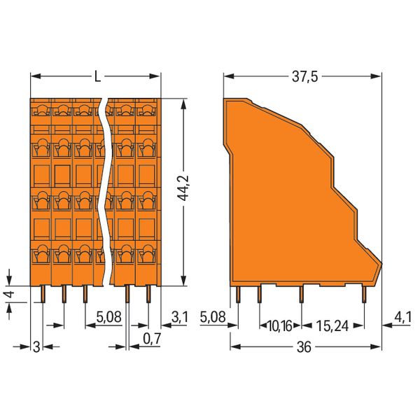 Quadruple-deck PCB terminal block 2.5 mm² Pin spacing 5.08 mm orange image 7