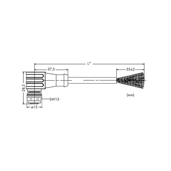 System bus cable M12B socket angled 5-pole yellow image 3