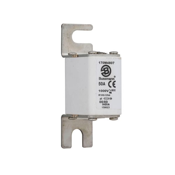 Fuse-link, high speed, 50 A, AC 1000 V, size 00, 30 x 47 x 98 mm, aR, DIN, IEC, single indicator image 6