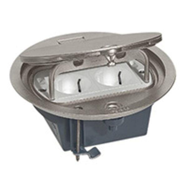 Floor box with hinged lid - IP 66 - 4 modules - stainless steel image 1