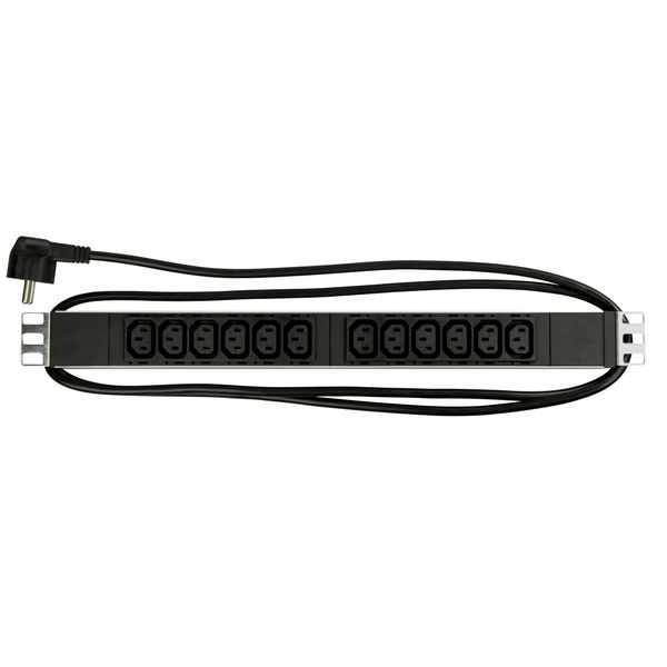 19" PDU, 12xIEC C13, Profile ALU 1U, 2m-cable, black image 1