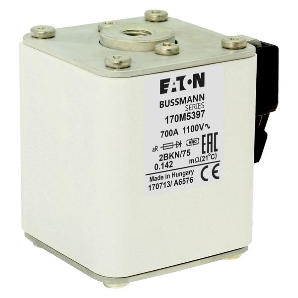 Fuse-link, high speed, 700 A, AC 1000 V, size 2, 61 x 75 x 77 mm, aR, IEC, UL, single indicator image 17