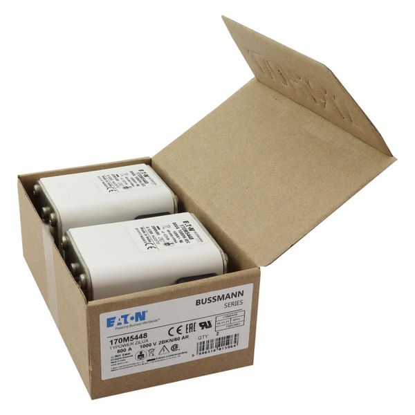 Fuse-link, high speed, 800 A, AC 1000 V, size 2, 61 x 77 x 81 mm, aR, IEC, UL, single indicator image 16