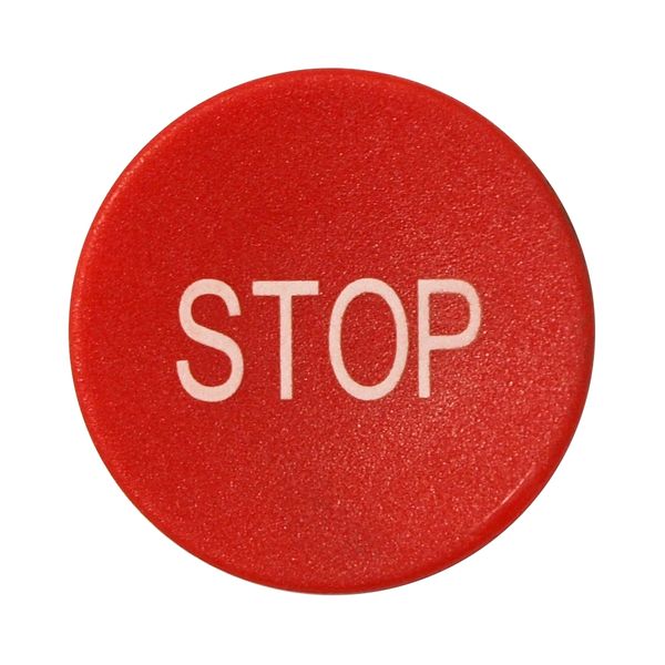 Button plate flat with inscription, red with white " STOP " image 1