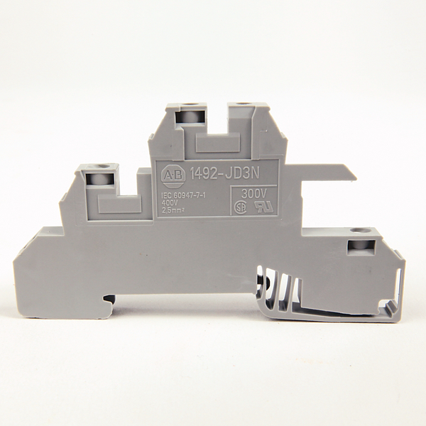 Allen-Bradley, 1492-J IEC Terminal Block, Two-Circuit Feed-Through Block, 2.5 mm (# 24 AWG - # 12 AWG), Two level block with a diode in reverse bias between the 2 levels, Gray (Standard), image 1